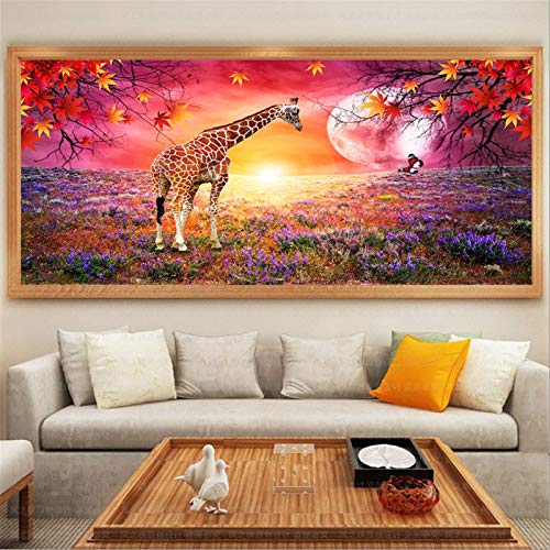 RAILONCH DIY 5D Diamant Gemälde Malen nach Zahlen Kit, 5D Diamond Painting Tiere Set, Strass Diamant Stickerei Bilder Wanddekoration für Wohnzimmer (100x40cm) von RAILONCH