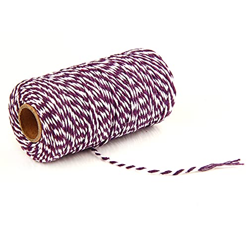 RAILONCH Farbe Baumwollgarn, Zweifarbig Makramee Garn 2 mm x 200 m, Naturgarn Baumwollschnur Baumwollkordel für DIY Dekoratives Geschenk Handwerk Strickwerkzeuge (Tiefpurpur + Weiß) von RAILONCH