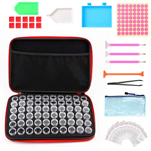 Diamond Painting Organizer Diamant Stickerei Sortierbox in Stabiler Aufbewahrungbox Werkzeugbehälter Schmuck Organizer diamond painting box für Nägel Strass Perlen DIY Handwerk (60 Flaschen) von RAIN QUEEN