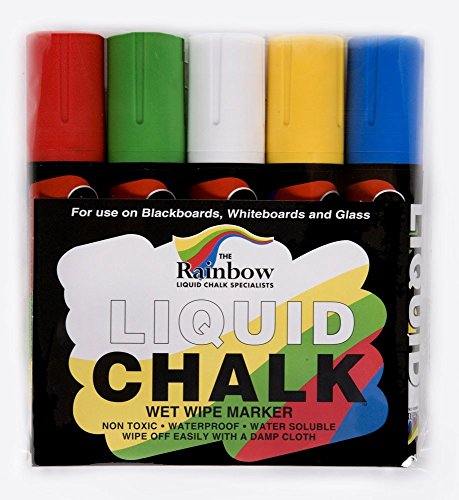 Flüssigkreide, Marker, 5 Stück, verschiedene Sorten,15 mm breiter Stift. Flüssigkreide, Marker, 5 Stück, verschiedene Sorten,15 mm breiter Stift. von RAINBOW CHALK MARKERS LTD