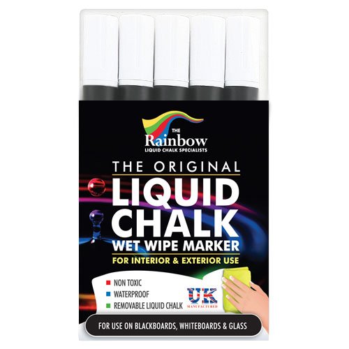 LIQUID CHALK Flüssigkreide-Marker, 5 mm, Rundspitze, Weiß, 5 Stück LIQUID CHALK Flüssigkreide-Marker, 5 mm, Rundspitze, Weiß, 5 Stück von RAINBOW CHALK MARKERS LTD