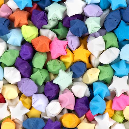 RAINFLOW Origami-Glückssterne, 600 Stück, gemischte Farben, handgefertigt, Wunschsterne, Papier für Valentinstag, Party-Dekoration, Hochzeitsverzierungen und Heimdekoration RAINFLOW Origami-Glückssterne, 600 Stück, gemischte Farben, handgefertigt, Wunschsterne, Papier für Valentinstag, Party-Dekoration, Hochzeitsverzierungen und Heimdekoration von RAINFLOW