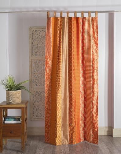 RAJBHOOMI HANDICRAFTS Presents Seiden-Sari-Dekovorhänge, Heimdekoration, Wohnzimmervorhang, 213,4 cm, Orange RAJBHOOMI HANDICRAFTS Presents Seiden-Sari-Dekovorhänge, Heimdekoration, Wohnzimmervorhang, 213,4 cm, Orange von RAJBHOOMI HANDICRAFTS