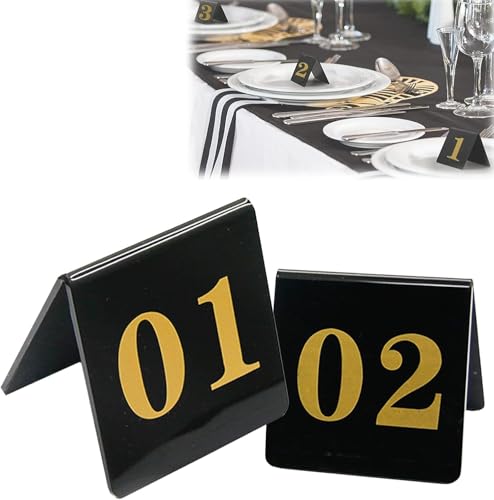 1–100 doppelseitig stapelbare Tischnummern, Restaurant-Tischnummern im Zeltstil 8 x 8 cm, Nummernschilder for Restaurants, Cafés, einfaches Sitzen, platzsparend(1-50) von RAKKYOFD