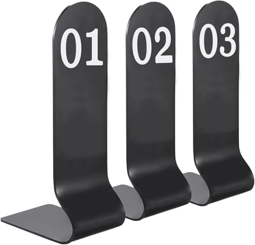 Acryl-Tischnummernkarten stapelbar, Metall-Nummernschilder schwarz/rot, 1-10/20 Tischschild for Bankette, Cafés, Hotels, verformt sich nicht leicht(Black,1-20) von RAKKYOFD