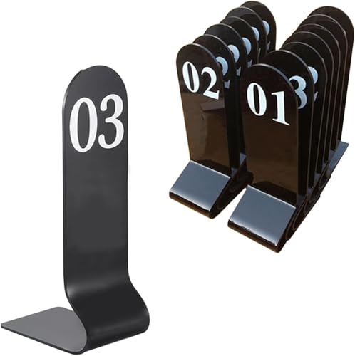 Metall-Nummernschilder stapelbar, stehende Tischnummer, digitales Schild Sitzkarte 1-10/20, schwarz/rot, doppelseitiges Tischnummernschild for Restaurants(Black,1-20) von RAKKYOFD