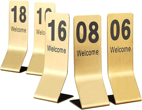 Metall-Tischkarten mit den Nummern 1 bis 10/20, Nummernkarten aus Edelstahl, Tischnummernschild for Restaurants, 14,5 x 5 x 5 cm, stapelbare Tischschilder, leicht zu waschen(1-20) von RAKKYOFD