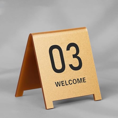 RAKKYOFD 1–10 Tischnummern for Restaurants, Acryl-Tischnummern, Nummernkarten im Stil von Doppelseitenzelten, Schilder for Hochzeitsempfänge, Partys, Bankette, Cafés(Gold 8cm,41-45) von RAKKYOFD