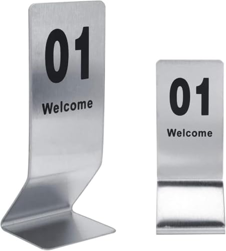 RAKKYOFD Tischnummernkarten for Restaurants, Tischnummern aus Edelstahl, stapelbare Tischnummernständer aus Metall for Restaurants und Bistros, Cafeterias, Cafés, Tischkarten for Hochzeiten(1-10) von RAKKYOFD