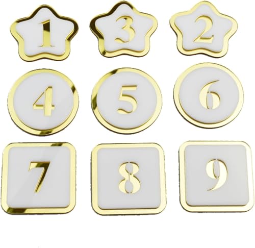 Runde Tischnummer, Spindnummern-Aufkleber, selbstklebende Briefkastennummern, Hausnummern, Acryl-Tischnummern for Restaurant, Café, Bankett(8cm Star,21-40) von RAKKYOFD