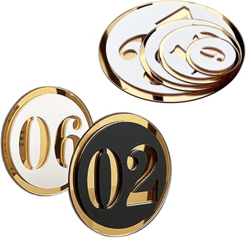 Rundes Schließfachnummernschild aus Acryl, Nummernschilder, Restaurant-Tischnummern 1–100, wasserdichtes Nummernschild, perfekt for Restaurant, Café, Bankett, Hochzeit(5cm White,61-80) von RAKKYOFD