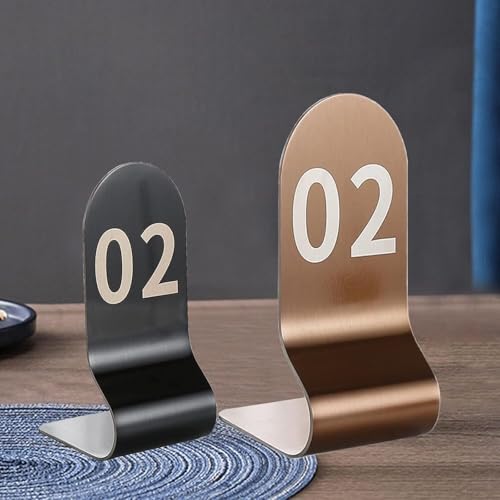 Stapelbare Tischkarten, doppelseitig, Edelstahl-Tischschilder mit den Zahlen 1 bis 10/20, 12 x 6 cm, Metall-Zahlenschilder for Hochzeiten, Empfänge, Restaurants(Rose Gold,1-20(12x6cm)) von RAKKYOFD