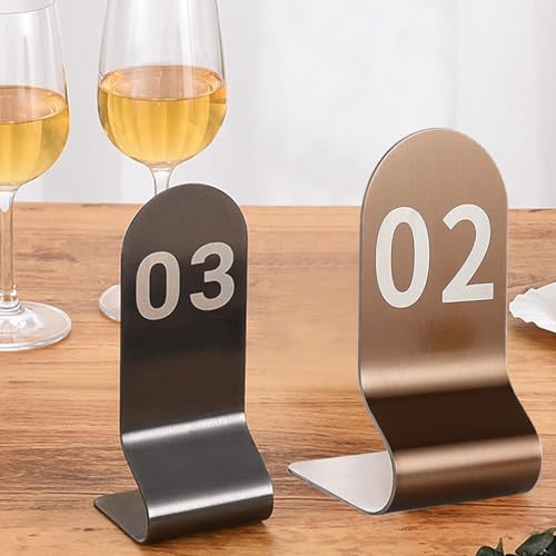 Stapelbare Tischnummernkarten for Aufstellen, Tischschilder aus Edelstahl 12x6cm, glatte Kanten, 1-10/20 Metallnummernschilder for Restaurants, lichtecht, dick und langlebig(Black,1-20(12x6cm)) von RAKKYOFD