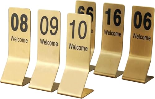 Tischkarten aus Edelstahl, stapelbar, Tischnummernschild doppelseitig, abgerundete Ecken, 1-10/1-20 Metallnummernschilder for Restaurants, Hochzeiten(1-20) von RAKKYOFD