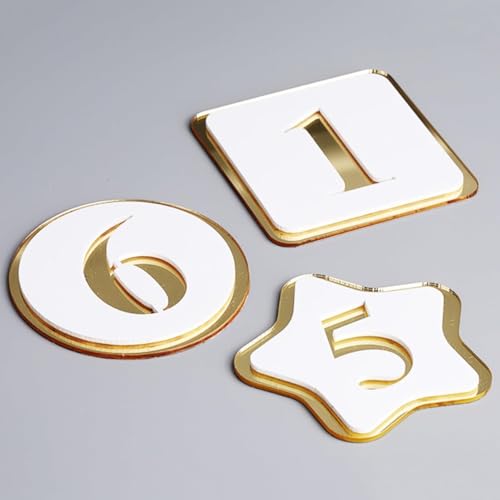 Tischnummern aus Acryl, rundes Nummernschild mit Acrylgravur und selbstklebender Nummernaufkleber 1–100, Tischkarten mit Nummernschildern for Schließfächer(6cm Round,1-20) von RAKKYOFD