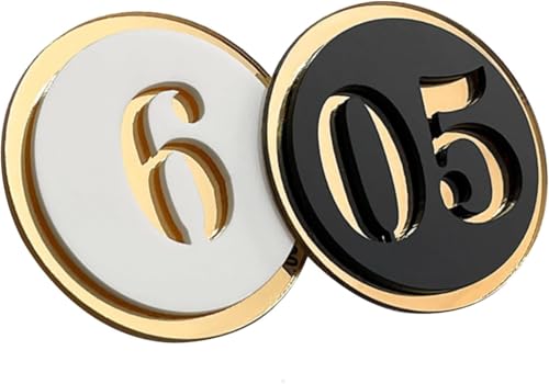 Tischnummern for Hochzeiten, Tischnummern for Restaurants aus Acryl, selbstklebende Hausnummern, digitales Etikett mit Acrylnummernschild, runde Tischnummer for Schlafsaal(5cm Black,1-20) von RAKKYOFD