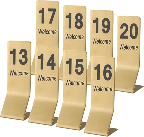 Tischnummern for Restaurants, 1-10/20 Tischkarten stehend, doppelseitiges Tischnummernschild 14,5 x 5 x 5 cm, Metallnummernschilder aus Edelstahl, dick und langlebig(1-20) von RAKKYOFD