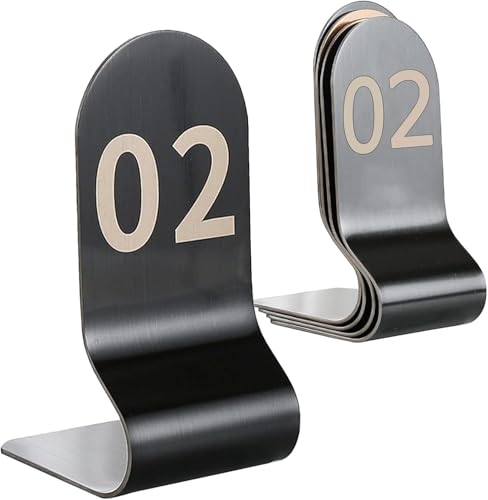 Tischnummern for Restaurants, 12 x 6 cm große Nummernkarten, doppelseitig, platzsparend, glatte Kanten, Tischkarten mit den Nummern 1 bis 10/20, for Bars, Partys, Hochzeiten(Black,1-20(12x6cm)) von RAKKYOFD