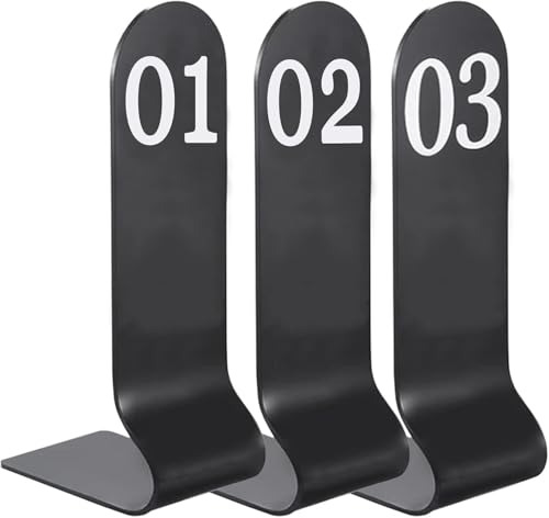 Tischnummernschild 1 bis 10/20, digitale Restaurantkarte, Tischkarten for Bankette, stapelbare Aufbewahrung, dick und langlebig, Metall-Nummernschilder doppelseitig(Black,1-20) von RAKKYOFD
