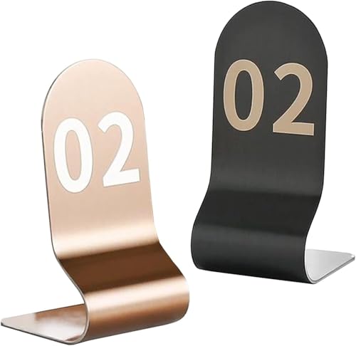 Tischnummernschild aus Edelstahl, Metall-Nummernschilder for Stehen, 1-10/20 Tischkarten for Restaurants, Partys, Hochzeiten, stapelbar, nimmt keinen Platz weg(Rose Gold,1-20(12x6cm)) von RAKKYOFD