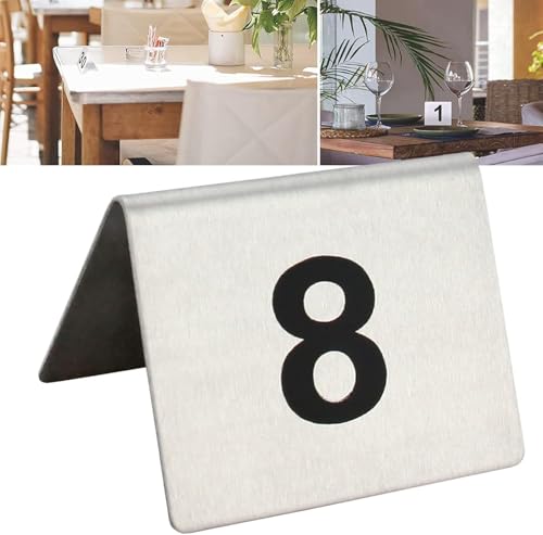 Tischnummernschild aus Edelstahl im Zeltstil, Tischnummern 1-50/100, Metallnummernschilder, zyklisch verwendet, robust und langlebig, for Bankette, Restaurants, Hochzeiten(1 to 100) von RAKKYOFD