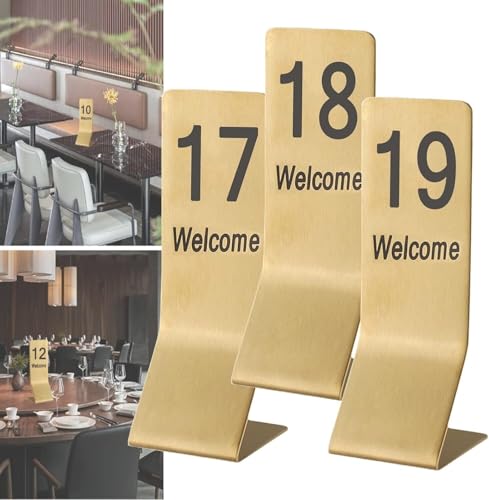 Tischschilder aus Edelstahl, 1-10/20 Tischkarten Restaurant, Metallnummernschilder for Hochzeitsempfänge, Stehende Tischnummer, Verformt sich nicht leicht(1-20) von RAKKYOFD
