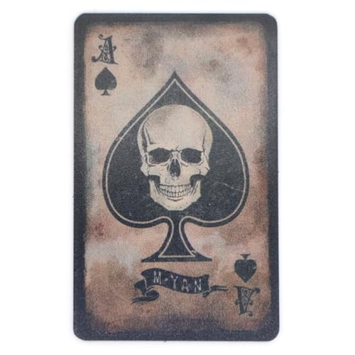 Ace of Spades Moral Patch w Skull Hook and Loop Playing Card Badge 8cm x 5cm British Forces Airsoft PVC Coyote and Black Distressed von RALSPEC