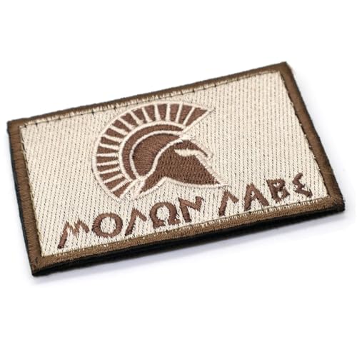 Aufnäher, Motiv: Spartaner-Helm, Molon Labe, taktischer Aufnäher, Stoff, bestickt, Weste, Abzeichen, 8 cm x 5 cm, Klettverschluss für Airsoft Aufnäher, Motiv: Spartaner-Helm, Molon Labe, taktischer Aufnäher, Stoff, bestickt, Weste, Abzeichen, 8 cm x 5 cm, Klettverschluss für Airsoft von RALSPEC