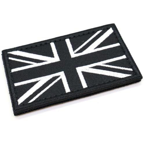 Aufnäher, Union Jack-Flagge, britisches Militär, Klettverschluss, 8 x 5 cm, Schwarz und Weiß von RALSPEC