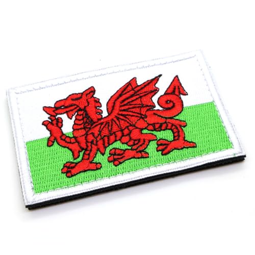 Aufnäher mit walisischer Flagge, mit Klettverschluss, bestickt, Motiv: Wales, Drache, bestickt, Emblem, Armee, Airsoft, taktisches Abzeichen Aufnäher mit walisischer Flagge, mit Klettverschluss, bestickt, Motiv: Wales, Drache, bestickt, Emblem, Armee, Airsoft, taktisches Abzeichen von RALSPEC