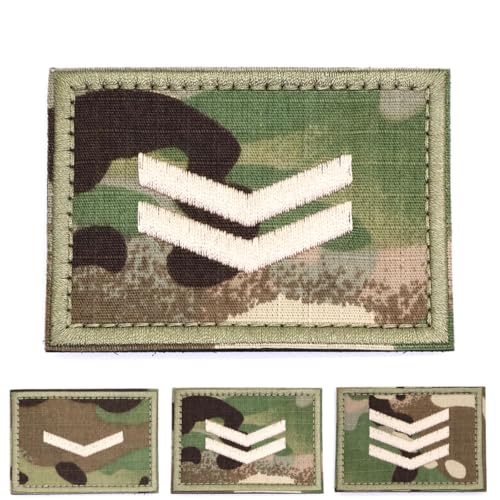Multicam Camouflage Rank Patch Insignia Sergeant Lance Corporal Badge White Chevrons Embroidered Hook and Loop Patches Army Military MTP EMS EMT Camo (Corporal) von RALSPEC