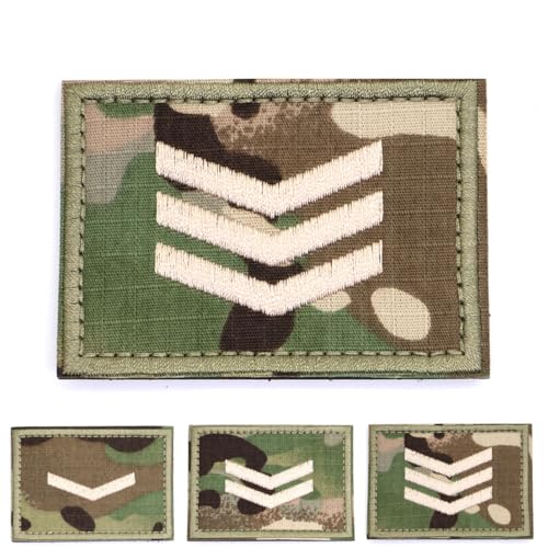 Multicam Camouflage Rank Patch Insignia Sergeant Lance Corporal Badge White Chevrons Embroidered Hook and Loop Patches Army Military MTP EMS EMT Camo (Sergeant) von RALSPEC