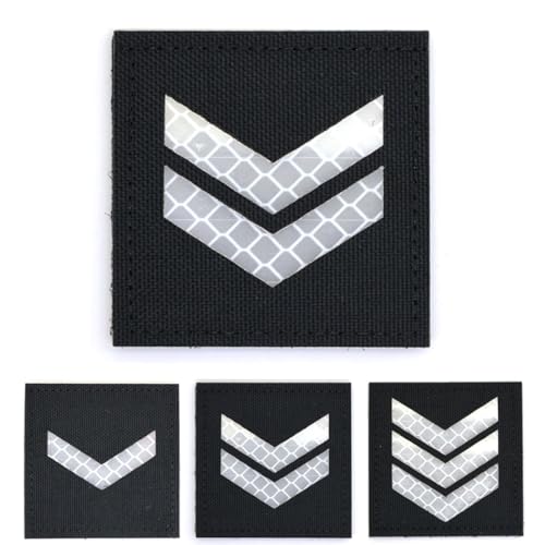 Schwarzer reflektierender Rangaufnäher, Abzeichen Sergeant Lanze Corporal Badge Hook and Loop Patches Army Military MS EMT Chevron Quadratisch 5 cm x 5 cm (Corporal) von RALSPEC