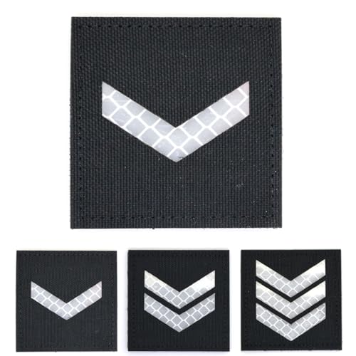 Schwarzer reflektierender Rangaufnäher, Abzeichen Sergeant Lanze Corporal Badge Hook and Loop Patches Army Military MS EMT Chevron Sqaure 5 cm x 5 cm (Lance Corporal) von RALSPEC
