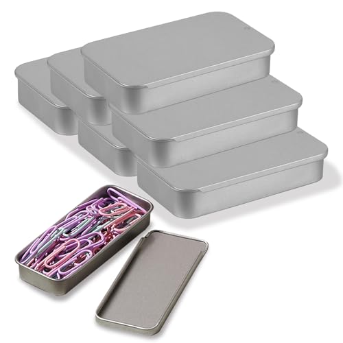 RAMFIYN 6 Stück 5,1 cm Metalldosen mit Schiebedeckel, tragbare Mini-Aufbewahrungsbehälter für Reisen, leere kleine silberne Boxen für Minznadeln, Bastel-Pillen (6, Mini) (6, klein) von RAMFIYN