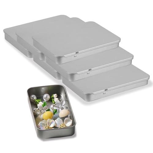RAMFIYN 6 Stück 5,1 cm Metalldosen mit Schiebedeckel, tragbare Mini-Aufbewahrungsbehälter für Reisen, leere kleine silberne Boxen für Minznadeln, Bastel-Pillen (6, Mini) (6, mittel) von RAMFIYN