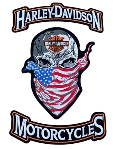 3-teiliges Set große Harley-Aufnäher zum Aufbügeln für Lederjacken und Westen von RAMI AMZ