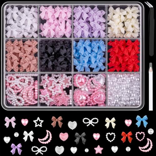 500 Stück 3D Nageldekorations Sets, Herz Starn Schleifen Nagel Charms, Nagelzubehör Niedlicher Kunstharz Nagel Strassstein für Nagelkunst Handwerk Und Dekoration 500 Stück 3D Nageldekorations Sets, Herz Starn Schleifen Nagel Charms, Nagelzubehör Niedlicher Kunstharz Nagel Strassstein für Nagelkunst Handwerk Und Dekoration von RAMTRIO