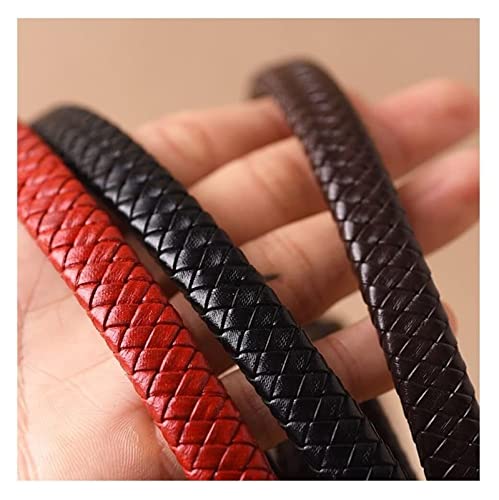 Faltgeflochtenes Lederband, 0,5 m, Vintage-Schwarz-Braun-Lederband, 12 mm, flaches Lederband, for Armbänder, Schmuckherstellung, 1 Stück (Color : Red, Size : 12x6mm*50cm) (Color : Rosso, Size : 12x6 von RANARA