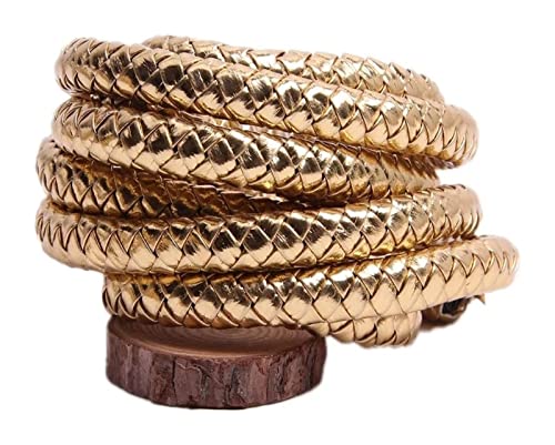 Geflochtene Lederkordel, 5 m/100 m, runde Lederschnur, for Selbermachen, Halskette, Armband, Finden, Gold/Silber, geflochtenes PU-Seil, Schmuckzubehör, 1 Stück (Color : Gold, Size : 12mm 100m) ( Color von RANARA