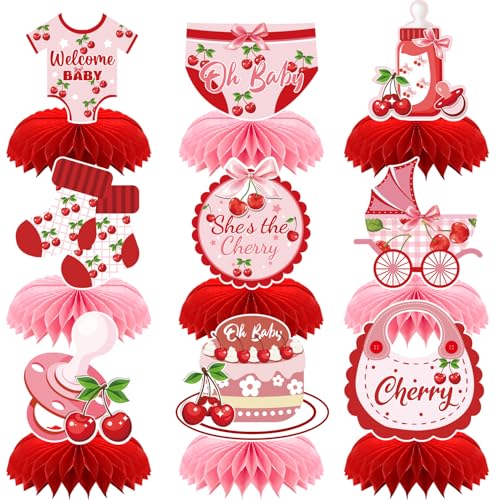 9 Stück Sweet Cherry Welcome Baby Honeycomb Tafelaufsätze Babyparty Party Tischdekoration "She's the Cherry" Tischdekoration für Neugeborene Hello Baby Ankündigung Kirsche Tischdekoration Schild 9 Stück Sweet Cherry Welcome Baby Honeycomb Tafelaufsätze Babyparty Party Tischdekoration "She's the Cherry" Tischdekoration für Neugeborene Hello Baby Ankündigung Kirsche Tischdekoration Schild von RANERVZ