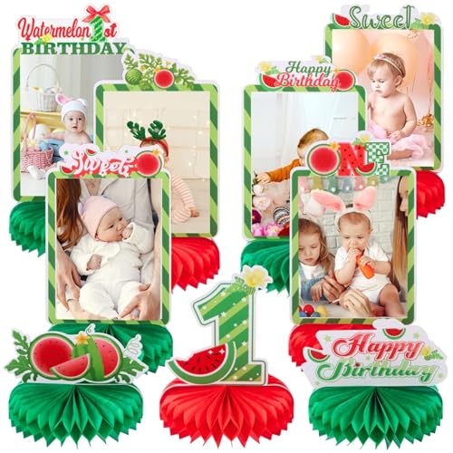 9 x Wassermelonen-Foto-Waben-Mittelaufsätze, One in a Melone, Tischdekoration für den ersten Geburtstag, Tischdekoration, Sweet One, Wassermelone, Tischdekoration für Babyparty, 1. Geburtstag von RANERVZ