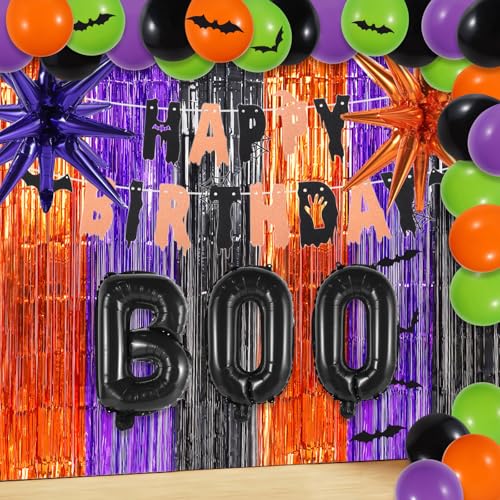 Halloween Gruselige Geburtstagsdekorationen Halloween Banner (Orange Lila Schwarz) von RANERVZ