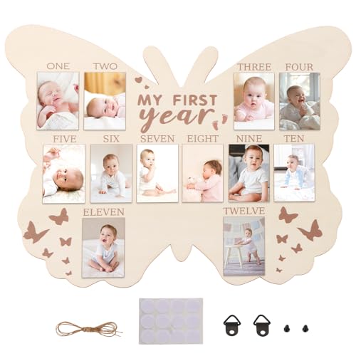 RANERVZ My First Year Foto Display Schild für 12 Monate Holz Einjahr Geburtstag Schmetterling Bilderrahmen Meilenstein Monatstafel Baby 1. Geburtstag Kinderzimmer Dekorationen Baby Andenken RANERVZ My First Year Foto Display Schild für 12 Monate Holz Einjahr Geburtstag Schmetterling Bilderrahmen Meilenstein Monatstafel Baby 1. Geburtstag Kinderzimmer Dekorationen Baby Andenken von RANERVZ