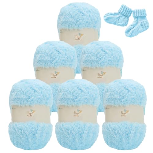 RANJIMA Baby Häkelgarn, 300g(6×50g) Wolle zum Häkeln, Super Weiche 100% Acryl Garn für Anfänger und Kinder, Antipilling Milch-Baumwolle zum Stricken für Decken, Schals, Taschen, Puppen von RANJIMA