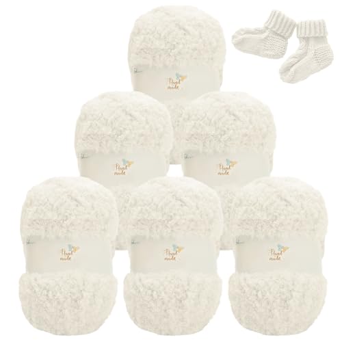 RANJIMA Baby Häkelgarn, 300g(6×50g) Wolle zum Häkeln, Super Weiche 100% Acryl Garn für Anfänger und Kinder, Antipilling Milch-Baumwolle zum Stricken für Decken, Schals, Taschen, Puppen von RANJIMA