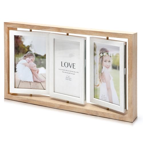 RANJIMA Bilderrahmen, Dreifach-Bilderrahmen Mehrfach für 3 bis zu 6 Fotos Drehbarer Fotorahemen Collage es können Bilderrahmen Set aus Holz Geschenke für Muttertag Hochzeit Mutter Freund Frauen RANJIMA Bilderrahmen, Dreifach-Bilderrahmen Mehrfach für 3 bis zu 6 Fotos Drehbarer Fotorahemen Collage es können Bilderrahmen Set aus Holz Geschenke für Muttertag Hochzeit Mutter Freund Frauen von RANJIMA