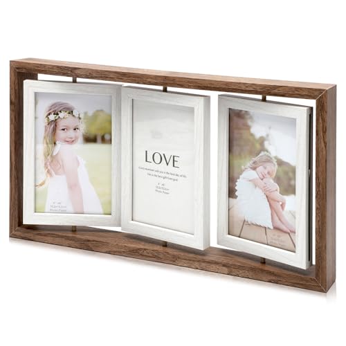 Bilderrahmen, Dreifach-Bilderrahmen Mehrfach für 3 bis zu 6 Fotos Drehbarer Fotorahemen Collage es können Bilderrahmen Set aus Holz Geschenke für Muttertag Hochzeit Freund Frauen Kinderzeichnungen Bilderrahmen, Dreifach-Bilderrahmen Mehrfach für 3 bis zu 6 Fotos Drehbarer Fotorahemen Collage es können Bilderrahmen Set aus Holz Geschenke für Muttertag Hochzeit Freund Frauen Kinderzeichnungen von RANJIMA