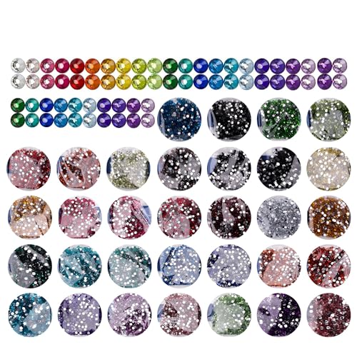 RANJIMA Diamond Painting Steine, 32 Farbe DIY Runder Steine Glitzer Zubehör Diamanten Deko Strasssteine für Diamond Painting Nägel Edelsteine Textilien Kunsthandwerk Ornamente von RANJIMA