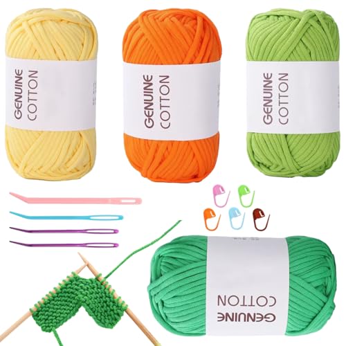 RANJIMA Häkelgarn für Anfänger, 4 Stück Einfach Garn, Kein Geteiltes Garn,Gut Sichtbare Maschen Garn Zum Häkeln mit Häkelzubehör, Baumwoll-Nylon-Garn für Anfänger(Orange+Gelb+Hellgrün+Dunkelgrün) RANJIMA Häkelgarn für Anfänger, 4 Stück Einfach Garn, Kein Geteiltes Garn,Gut Sichtbare Maschen Garn Zum Häkeln mit Häkelzubehör, Baumwoll-Nylon-Garn für Anfänger(Orange+Gelb+Hellgrün+Dunkelgrün) von RANJIMA